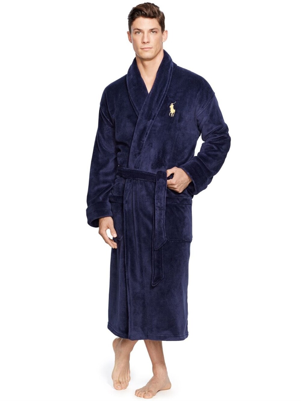 Polo Ralph Lauren Men's Plush Robe - Cruise Navy - Picture 7 of 9